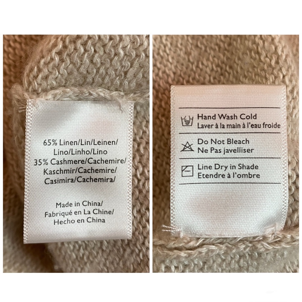 W.Cashmere Cora Boat Neck Sweater Linen Cashmere Blend Beige Oversized Size XS - Picture 6 of 6